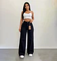 Jeans Palazo Wide Leg Mujer Tiro Alto Negro Solido - Miniatura 1