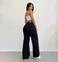 Jeans Palazo Wide Leg Mujer Tiro Alto Negro Solido - Miniatura 3