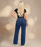 Jeans Wide Leg Tiro Alto Elasticado Azul Marino - Miniatura 2