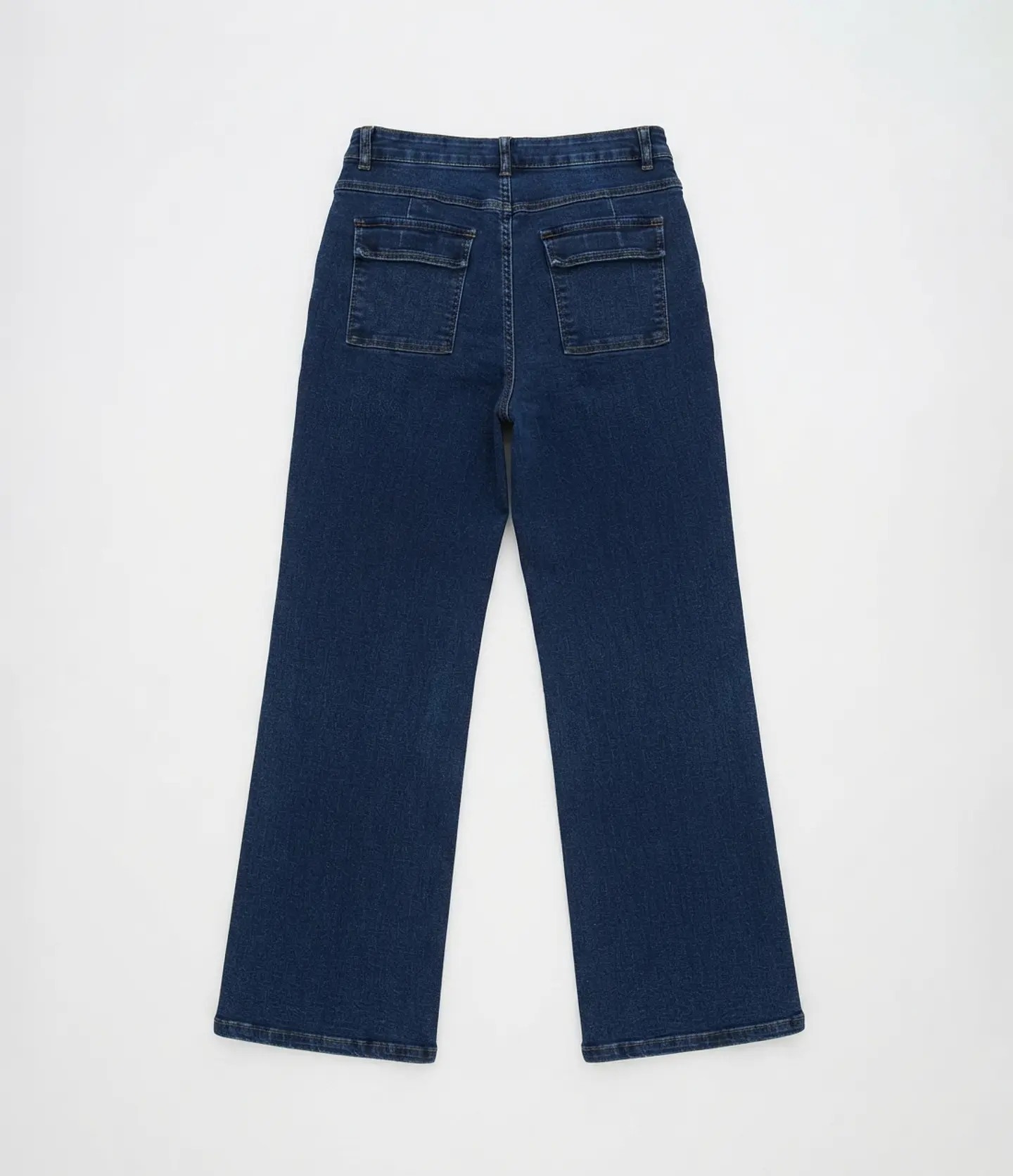 Jeans Wide Leg Tiro Alto Elasticado Azul Marino 4