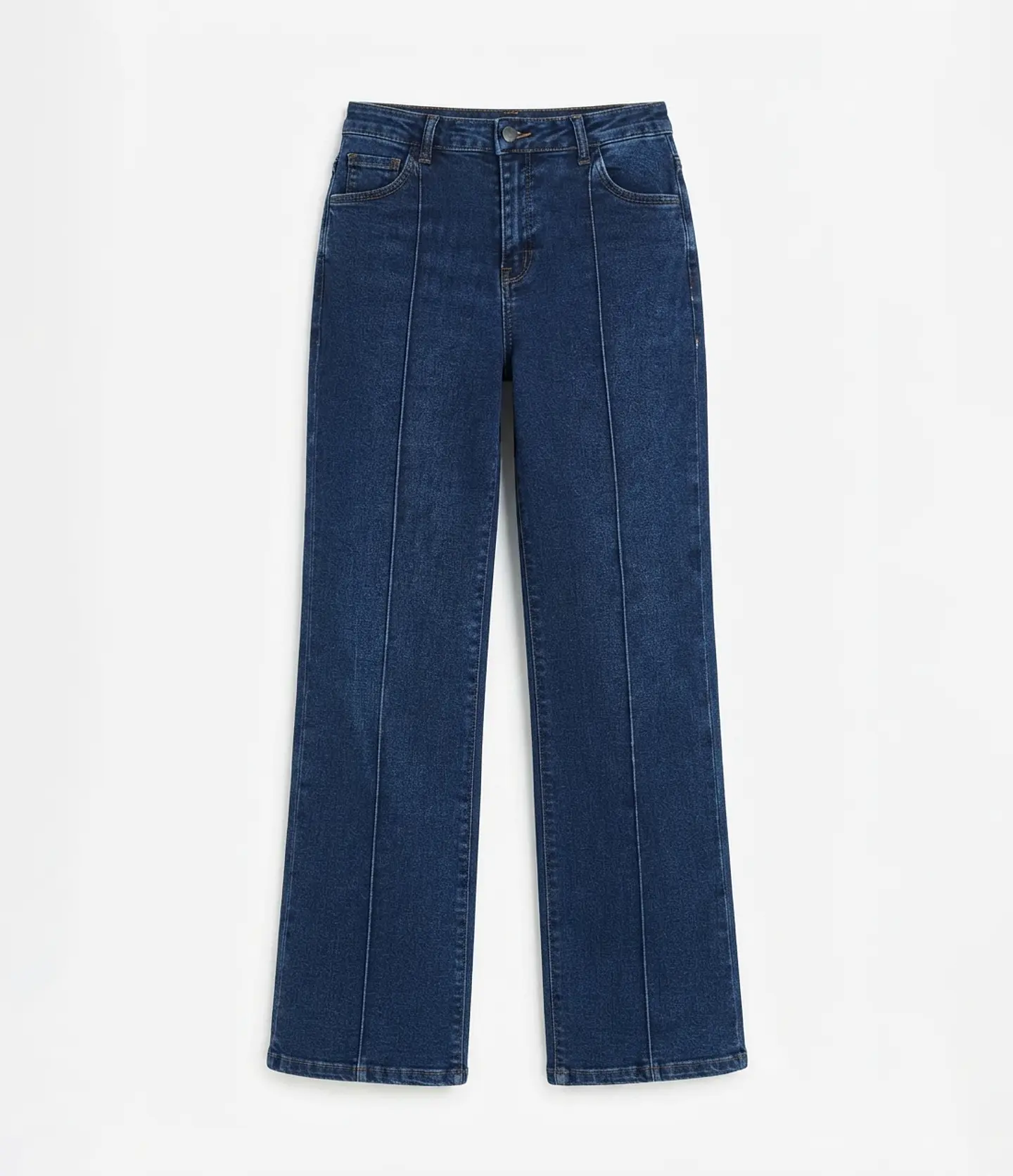Jeans Wide Leg Tiro Alto Elasticado Azul Marino 3