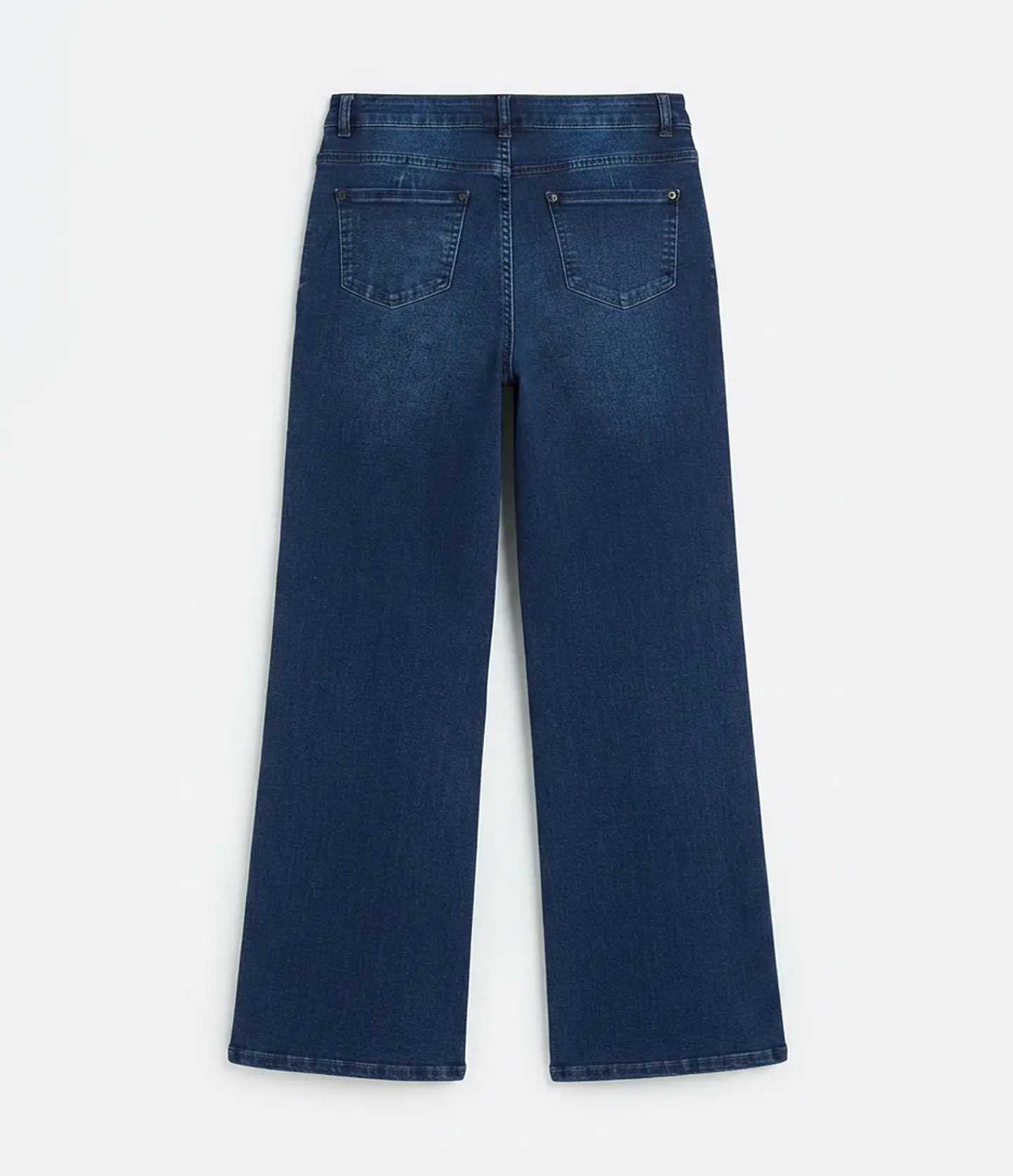 Jeans Wide Leg Tiro Alto Elasticado Azul Marino Clasico 3
