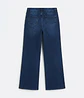 Jeans Wide Leg Tiro Alto Elasticado Azul Marino Clasico - Miniatura 3