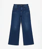 Jeans Wide Leg Tiro Alto Elasticado Azul Marino Clasico - Miniatura 4
