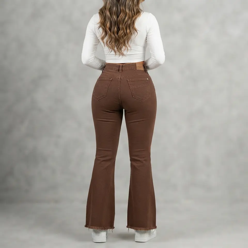 Flare Acampanado Tiro Alto Chocolate con Push-Up 2