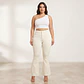 Flare Tiro Alto Blanco Crema Elasticado con Push-Up Linea Frontal - Miniatura 1