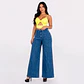 Wide Leg Palazo Tiro Alto Azul  Lago Acid Wash  - Miniatura 1