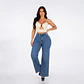 Wide Leg Tiro Alto Azul Clásico Elasticado con Tapitas - Miniatura 1