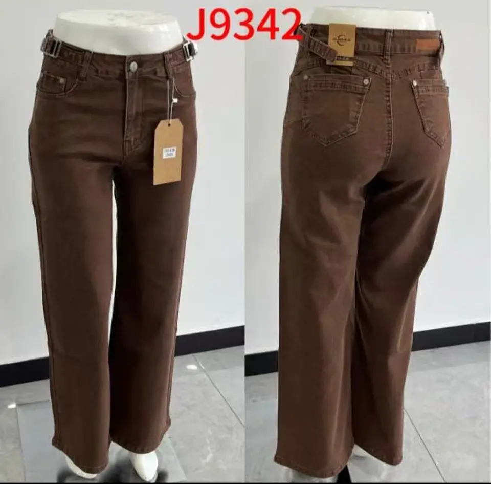 Wide Leg Tiro Alto Chocolate Con Correas Elasticado con Push-Up 3