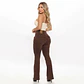 Flare Acampanado Marrón Chocolate Tiro Alto Elasticado Push-Up - Miniatura 2
