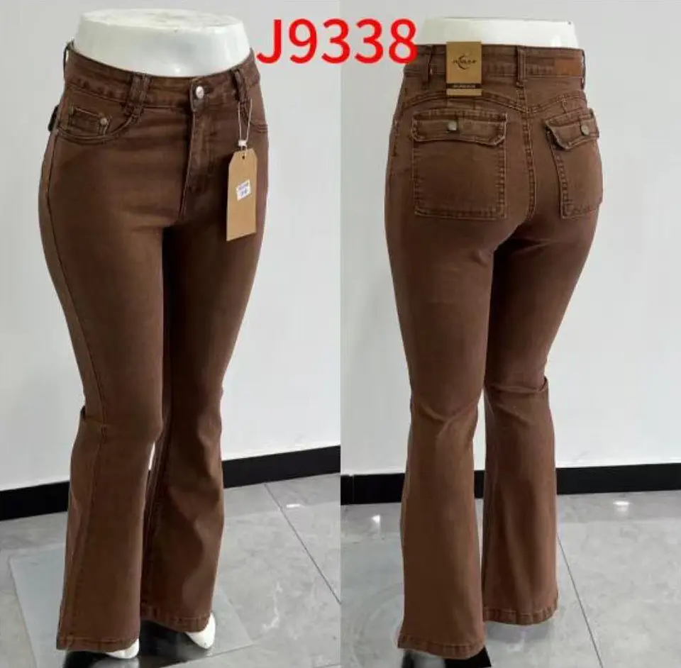 Flare Acampanado Marrón Chocolate Tiro Alto Elasticado Push-Up 3