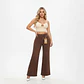 Wide Leg Café / Chocolate Elasticado Tiro Alto Con Push-up  - Miniatura 1