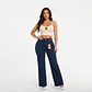 Wide Leg Palazo Azul Marino Tiro Alto Elasticado Push-Up - Miniatura 1