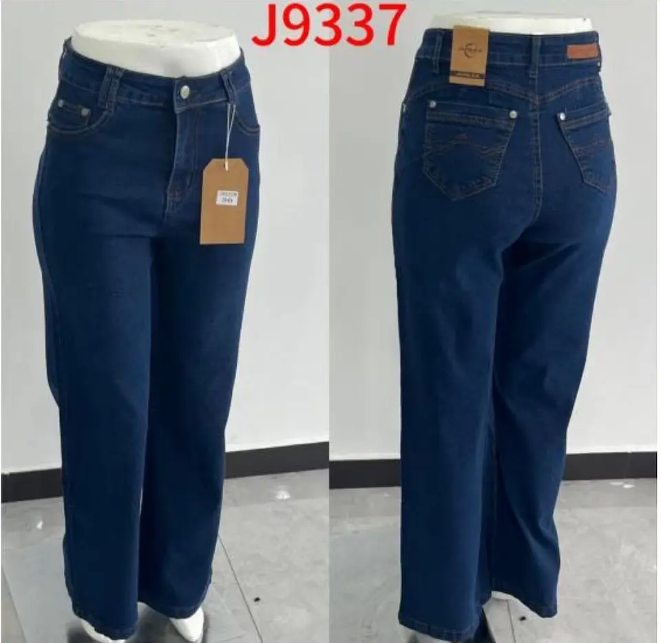 Wide Leg Palazo Azul Marino Tiro Alto Elasticado Push-Up 3