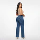 Wide Leg Azul Mar Acid Wash Tiro Alto Elasticado con Push-Up - Miniatura 2
