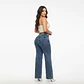 Wide Leg Azul Opaco Acid Wash Tiro Alto Elasticado con Push-Up - Miniatura 2