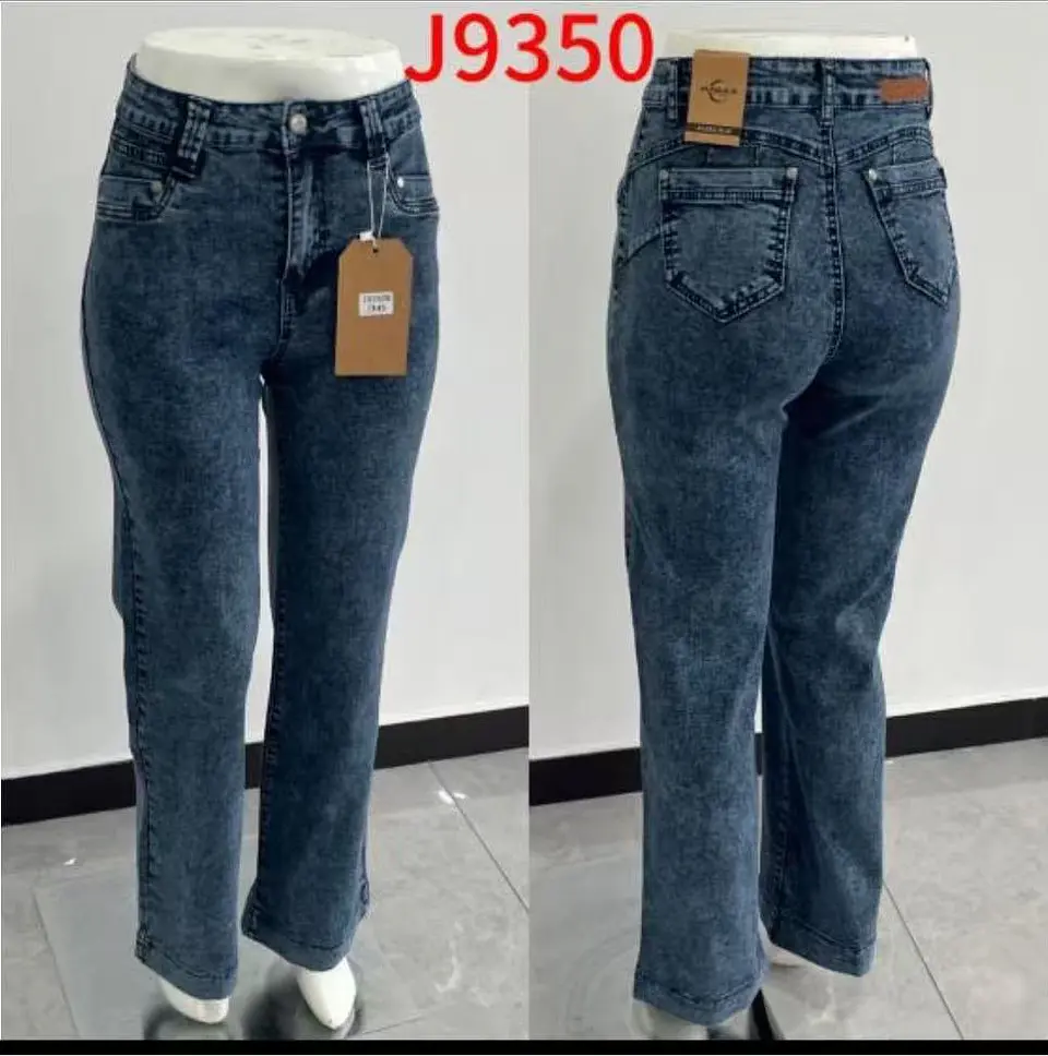 Wide Leg Azul Opaco Acid Wash Tiro Alto Elasticado con Push-Up 3