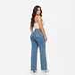 Wide Leg Azul Acid Wash Costuras Tiro Alto Elasticado con Push-Up - Miniatura 2