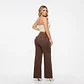 Wide Leg Café / Chocolate Bolsillos Cartera Tiro Alto Elasticado con Push-Up - Miniatura 2
