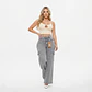 Wide Leg Palazo Cargo Gris Clásico Tiro Alto Elasticado con Push-Up - Miniatura 1