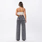 Wide Leg Gris Nevado Con Cinturon Elasticado Tiro Alto con Push-Up - Miniatura 2