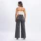 Wide Leg Palazo Grafito Nevado Tiro Alto Elasticado con Push-Up - Miniatura 2