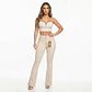 Flare Tiro Alto Blanco Crema Elasticado con Push-Up Linea Frontal - Miniatura 1