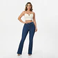 Flare Tiro Alto Azul Lavado Jaspeado con Push-Up - Miniatura 1