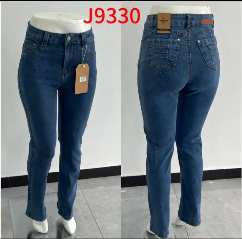 Recto Azul Jeans Clásico Tiro Alto Elasticado con Push-Up 3