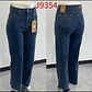 Wide Leg Azul Clásico Elasticado Costura Vestical Trasera Tiro Alto con Push-Up - Miniatura 3