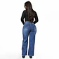 Wide Leg Menina Azul Focalizado 4 Botones Elasticado Tiro Alto con Push-Up - Miniatura 2