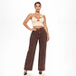 9386 | Wide Leg Café Costura Frontal Tiro Alto Elasticado con Push-Up - Miniatura 1