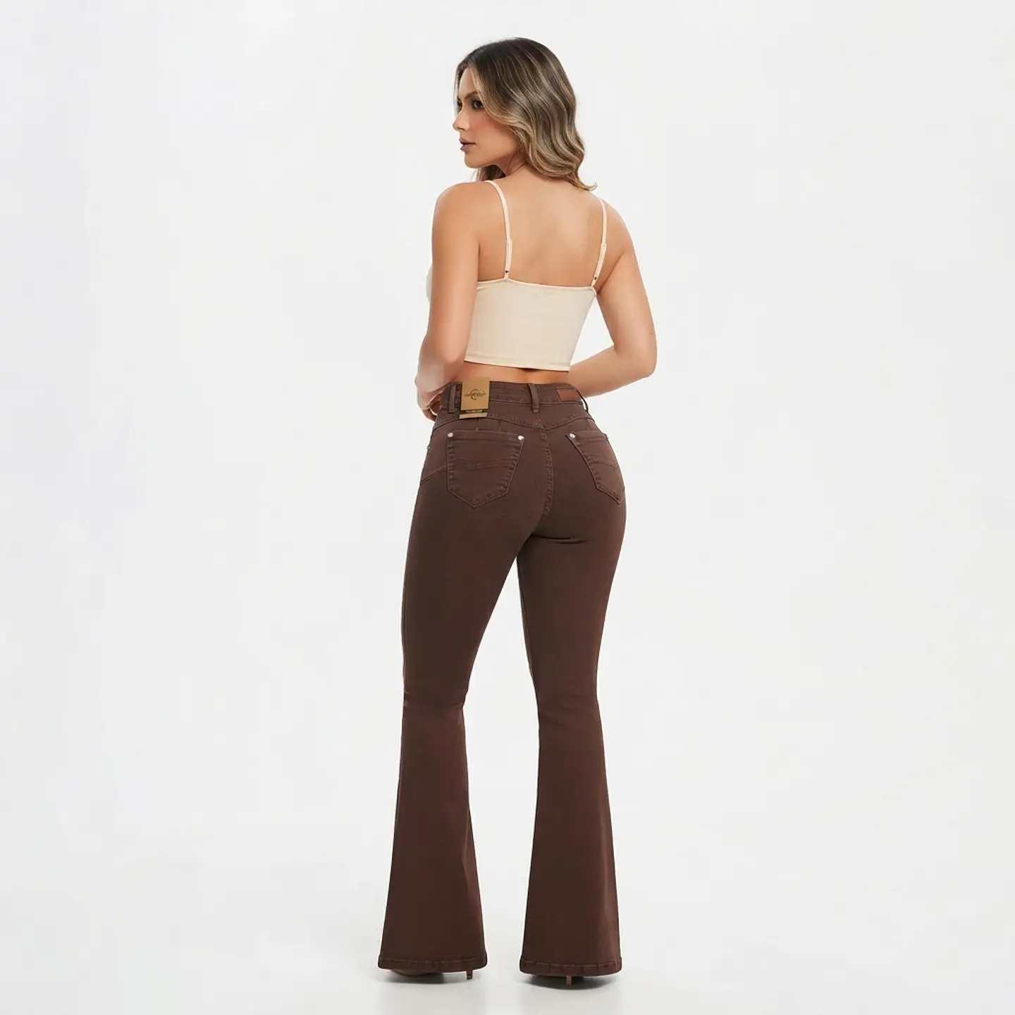 9375 | Flare Cafe Chocolate Linea Frontal Tiro Alto Elasticado con Push-Up 2