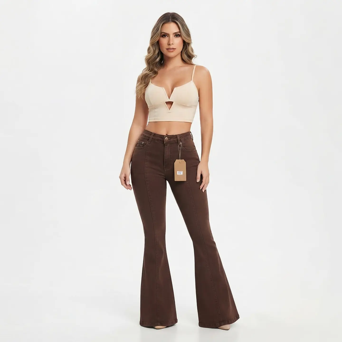 9375 | Flare Cafe Chocolate Linea Frontal Tiro Alto Elasticado con Push-Up 1