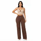 9377 | Wide Leg Café Chocolate Tiro Alto Elasticado con Push-Up - Miniatura 1