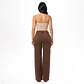 9377 | Wide Leg Café Chocolate Tiro Alto Elasticado con Push-Up - Miniatura 2