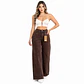 9386 | Wide Leg Café Costura Frontal Tiro Alto Elasticado con Push-Up - Miniatura 1