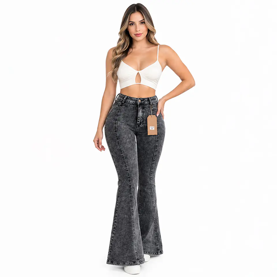 9364 | Flare Grafito Nevado Linea Frontal Tiro Alto Elasticado con Push-Up 1