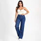 9344 | Wide Leg Azul Lavado Linea Frontal Elasticado Tiro Alto Con Push-up - Miniatura 1
