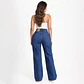 9344 | Wide Leg Azul Lavado Linea Frontal Elasticado Tiro Alto Con Push-up - Miniatura 2