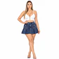 J3043 | Falda Short Mezclilla Tiro Alto Azul Lavado con Push-Up - Miniatura 1