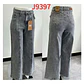 J9397 | Wide Leg Mezclilla Linea Frontal Gris Acid Wash Tiro Alto con Push-Up - Miniatura 3