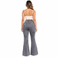 9385 | Flare Elasticado Tiro Alto Gris Acid Wash con Push-Up - Miniatura 2