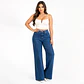 9409 | Wide Leg Ligero Elasticado Azul Lavado Tiro Alto con Push-Up - Miniatura 1