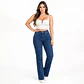 9411 | Jeans Recto Elasticado Azul Lavado Tiro Alto con Push-Up - Miniatura 1