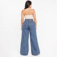 9194 | Wide Leg Palazo Azul Acid Wash Elasticado Tiro Alto con Push-Up - Miniatura 2