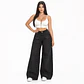 MB7014-3 | Wide Leg Palazo Cargo Negro Solido Super Elasticado Tiro Alto con Push-Up - Miniatura 1