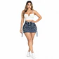 J2120 | Falda Short Cargo de Mezclilla Azul Acid Wash Tiro Alto con Push-Up - Miniatura 1