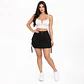 J3073 | Falda Cargo de Mezclilla Negro Solido de Tiro Alto con Push-Up - Miniatura 1