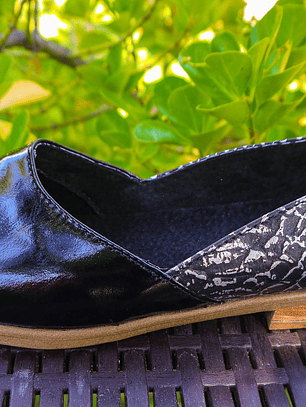 Babucha Negro CH Plata Texturado